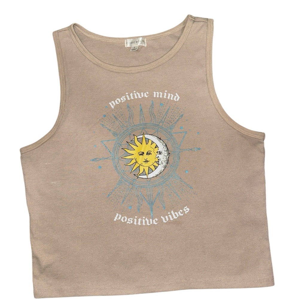 WOMEN Tan Positive Vibes Tank Top Crop